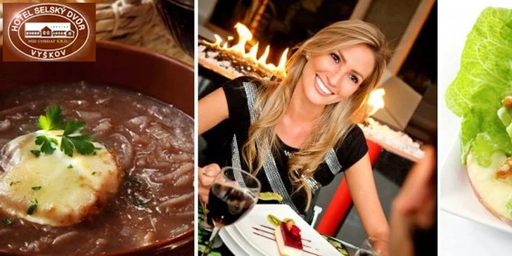 365 Kč za čtyřchodovou romantickou večeři pro DVA v hotelu Selský dvůr ve Vyškově. Speciální menu s afrodiziakálními ingrediencemi a 50% slevou.