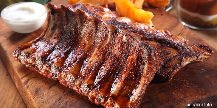 2 nebo 4 kg marinovaných žebírek s přílohou