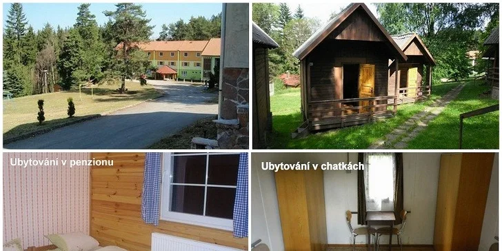 Ubytování v penzionu či v chatkách Centra Česká Kanada. Panenská příroda, snídaně či polopenze a vybavený areál pro perfektní rodinnou dovolenou.