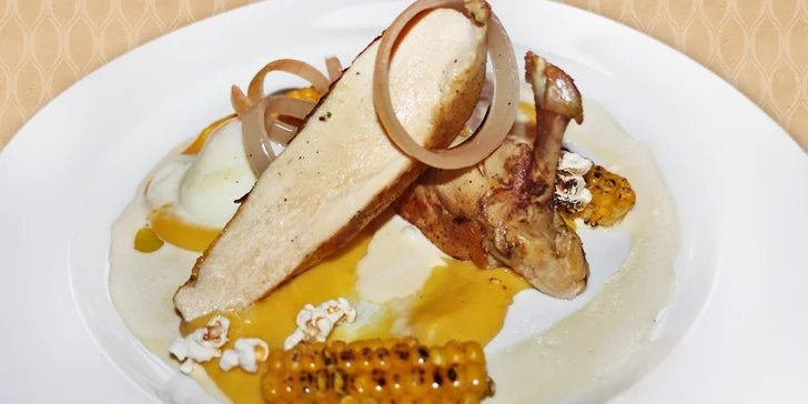 Delikatesní tříchodové menu pro dva restauraci Pod Věží