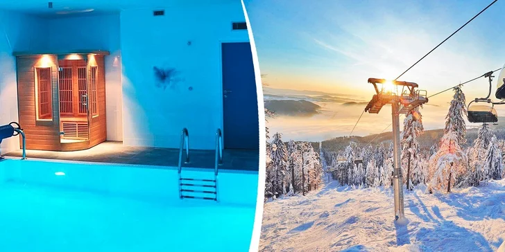 4* romantika s wellness a lahví sektu v Orlických horách
