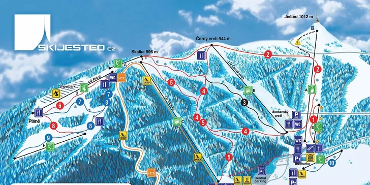 Jednodenní skipas na Ještěd – 9 sjezdovek, pohodlné lanovky i super snowpark