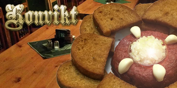 500g hovězí tatarák v legendárním Konviktu