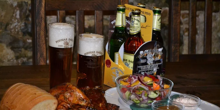 Mix grilovaného masa pro 2–4 osoby vč. dárkového balení Dašických piv