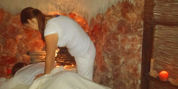 Hloubková terapeutická masáž s indickou masáží hlavy v solné jeskyni