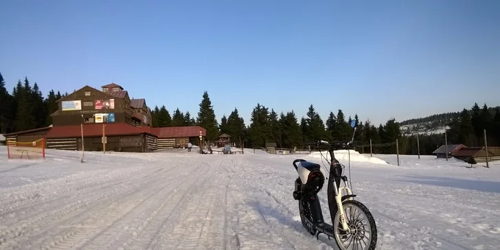 Zimní výlet po Krkonoších na motorové koloběžce CROSCO