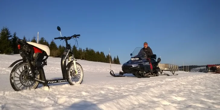 Zimní výlet po Krkonoších na motorové koloběžce CROSCO