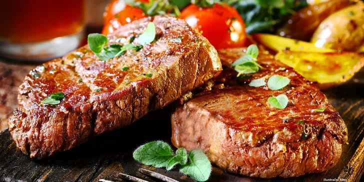 Lovecký vepřový steak s americkými brambory pro dva