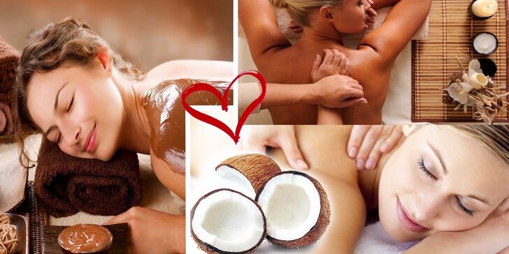 60minutová masáž dle vlastního výběru - kokosová, čokoládová nebo bylinková
