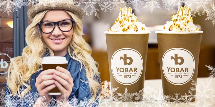 Dvě perníková latte se šlehačkou z Yobaru