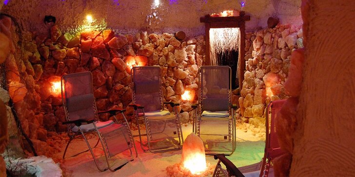 Privátní romantický odpočinek v solné jeskyni se sektem