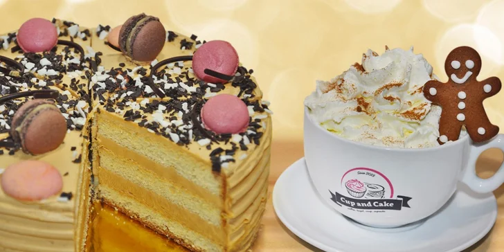 Káva s domácím dezertem pro dva v moderní cukrárně Cup and Cake