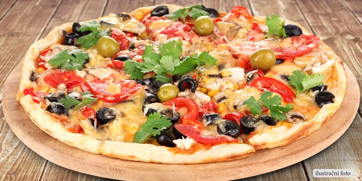 Lahodná pizza dle vlastního výběru v Penzionu u Bakaláře