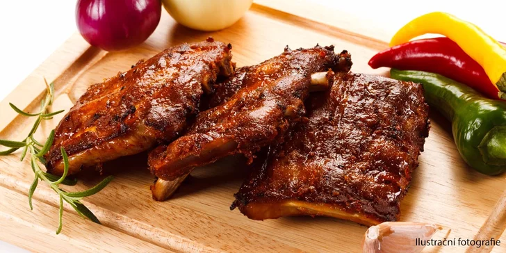2x 800 g lahodných grilovaných žeber na medu a pečivo