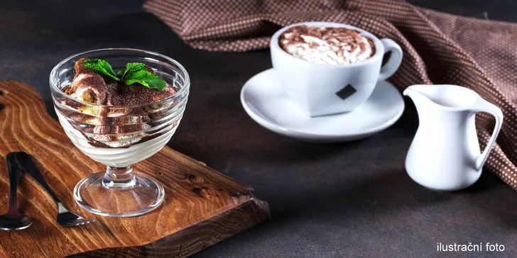 Sladká pauza v Podzámčí Blatná: tiramisu a horký nápoj dle výběru
