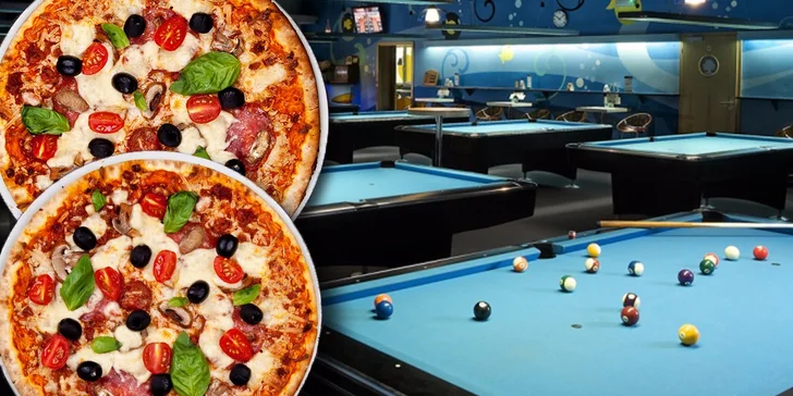 2 hodiny karambolu nebo billiardu a dvě pizzy k tomu