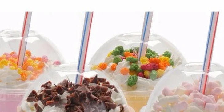 2x velký milkshake Shmoo s příchutí a posypem dle vašeho výběru