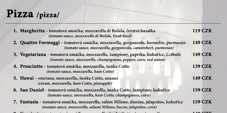 Dvě výborné pizzy ve vyhlášené restauraci Savoy