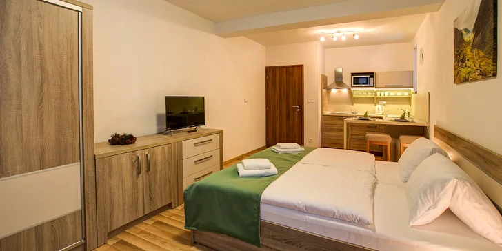 Zabydlet se můžete třeba ve studiovém apartmánu Standard s balkónem.