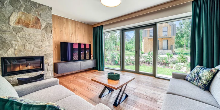 Zvolíte-li chalet Horizont (124 m²), čekají na vás 3 oddělené ložnice, obývací část s kuchyní, koupelna s WC i terasa s krásným výhledem. 