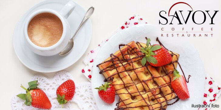 Domácí vafle a libovolná káva ve slavné kavárně Savoy v Brně