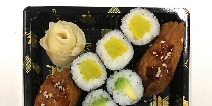 Vegetariánské nebo jarní sushi menu k odnesení s sebou