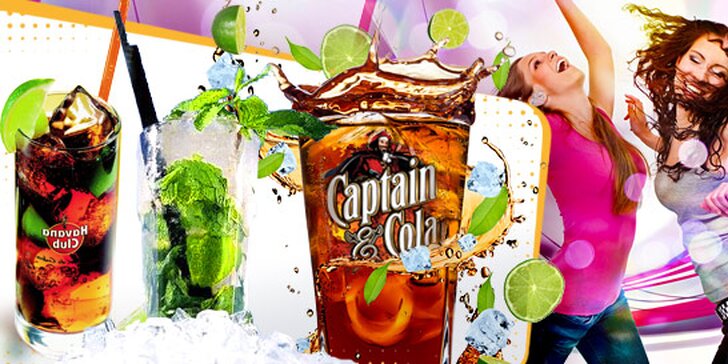 Party v music clubu: 3 různé drinky nebo samoobslužný maxi drink Bacardi Oakpipe