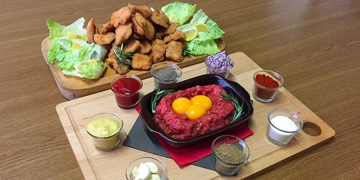 Kilo řízků a poctivý 400gramový tatarský biftek s topinkami
