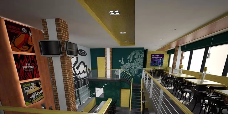 Pěkně rostlý burger s bohatou náplní, hranolky a salátkem coleslaw
