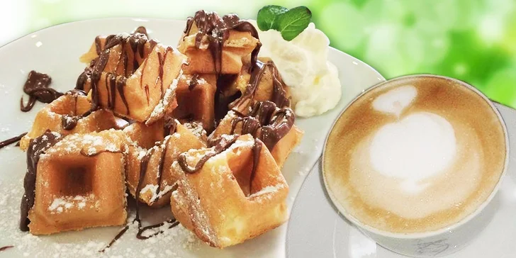 Dvě chutné kávy dle výběru a andělsky nadýchané wafle