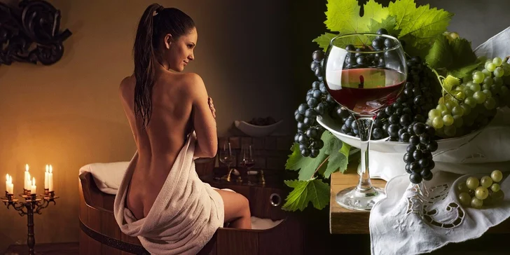 Relaxační vinný rituál pro dva: Vířivá koupel, masáž i pohoštění