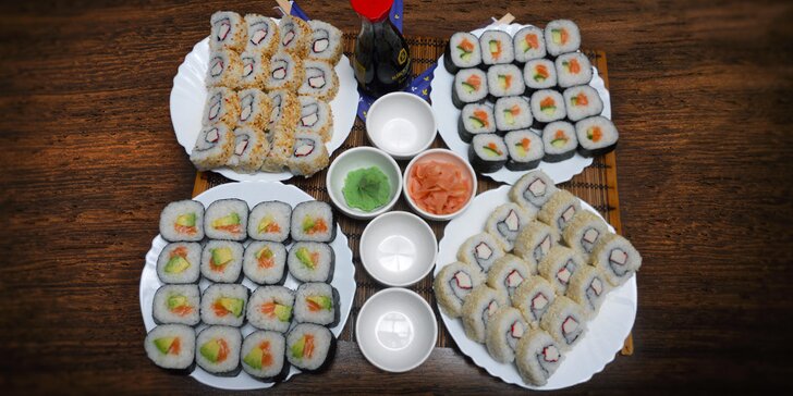 64 parádních kousků sushi v čajovně Wabi