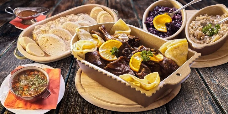 3chodové kachní menu v Duck restaurantu s možností privátního wellness