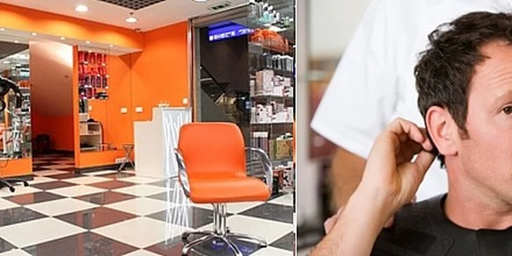 Pánské stříhání (stříhání, mytí, foukání, styling) ve stylovém salonu v centru Prahy