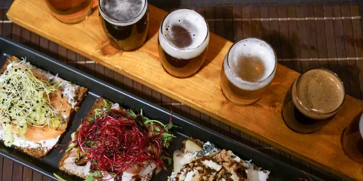 Degustace šesti řemeslných piv a čtyři skandinavské sendviče Smørrebrød