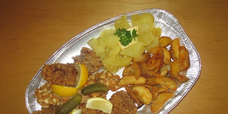 Domů i do práce - 450 nebo 900 gramů řízků s pestrou přílohou