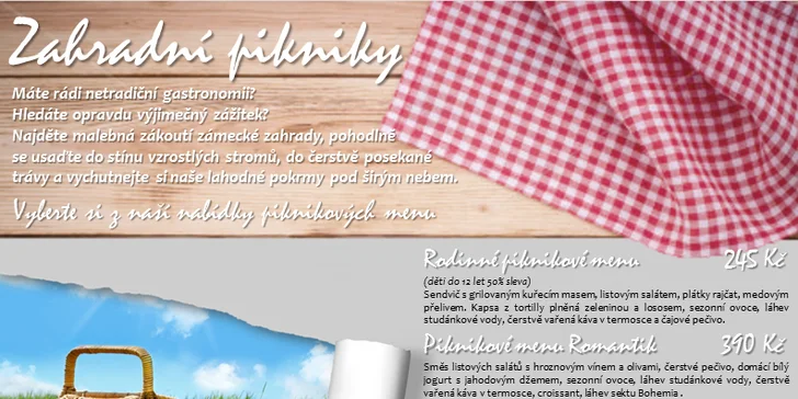 Letní balíčky v Zámeckém hotelu Třešť pro rodiny, páry i jednotlivce