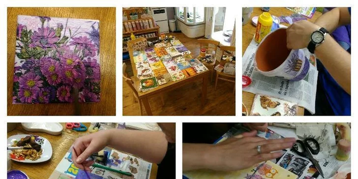 Kurzy decoupage a keramiky s možností dětského hlídání a tvoření