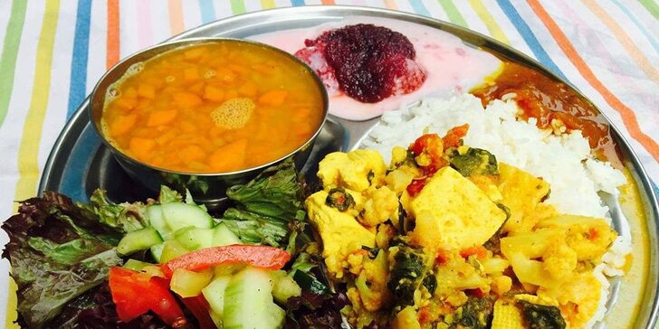 4chodové vegetariánské menu All You Can Eat v indickém stylu