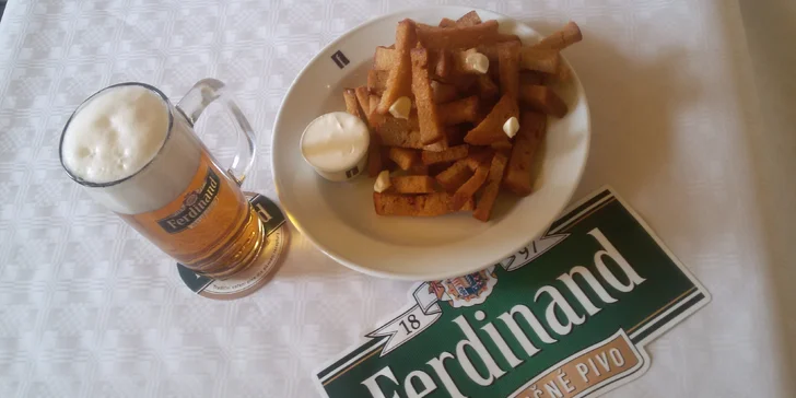 Tři nebo šest pivek Ferdinand 11° + chlebové hranolky s dipem