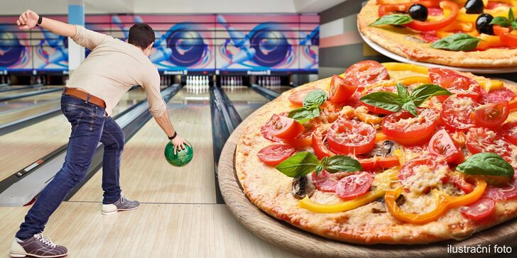 Zahrajte si bowling a pochutnejte si na 2 křupavých pizzách z klubu Bowling Sky