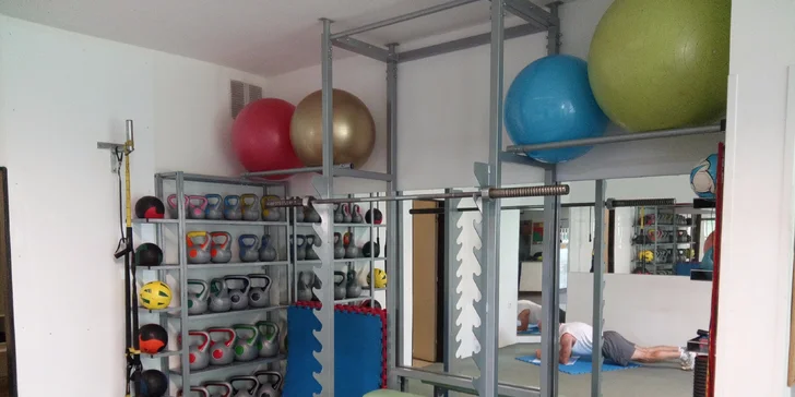 Vstup do fitka a fyzioterapie nebo lekce s trenérem