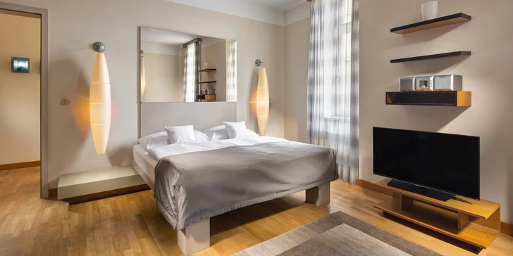 Moderný apartmán alebo štúdio na Vinohradoch s raňajkami a saunou