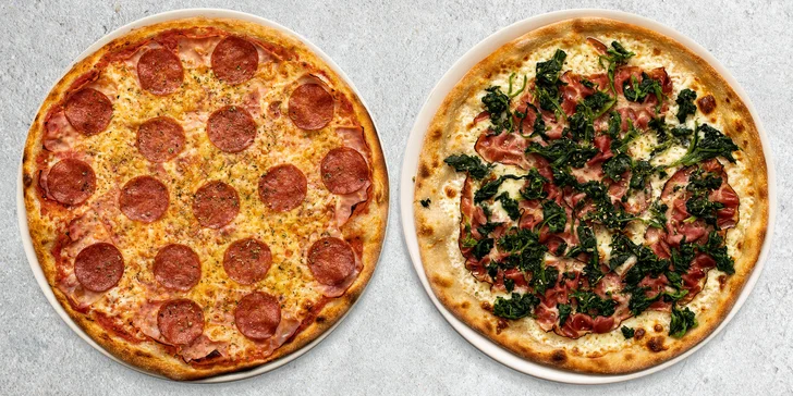 Rozvoz nebo odnos s sebou: pizza Ø 45 cm, výběr z 51 druhů