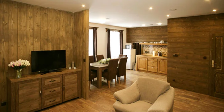 Zabydlíte se v krásném apartmánu pro čtyři osoby. 
