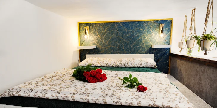 Aby apartmán dostál svému jménu, je zařízen v rostlinném designu, který díky vhodným doplňkům i živým rostlinám potkáte v ložnici i v koupelně.