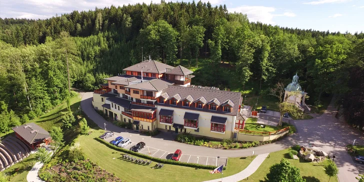 Hotel se ukrývá v krásném lese u Rychnova nad Kněžnou.