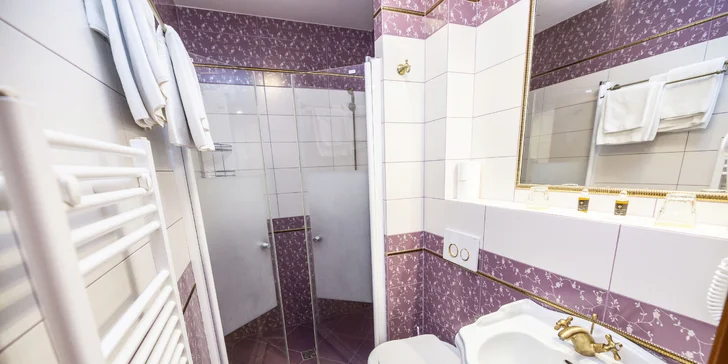 Samozřejmě budete mít vlastní koupelnu, v pokoji Comfort v ní budou nachystané i župany. 