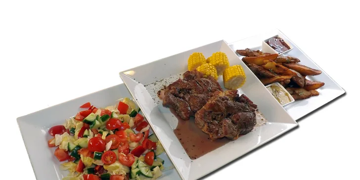Jeden nebo dva 500g steaky z krkovice, příloha + 20% sleva na tvrdý alkohol