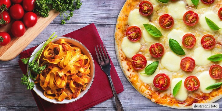 Italská hostina: Křupavá pizza nebo těstoviny pro dva jedlíky